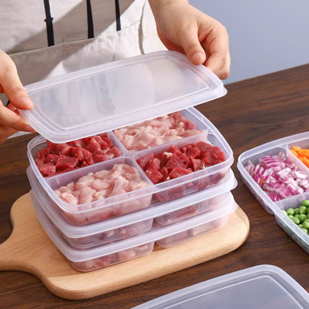 Food-Safe Reusable 4 Compartment Food Storage Container