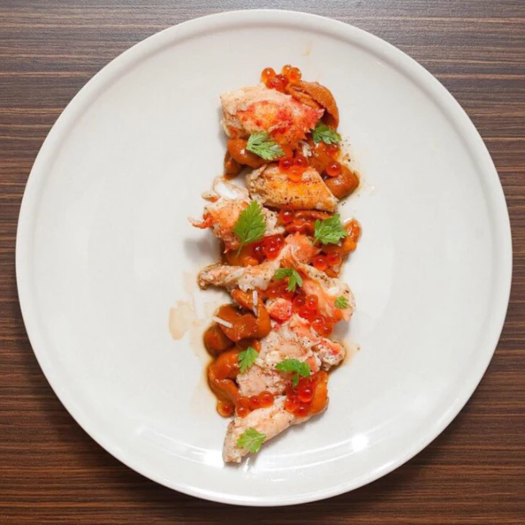 Alaskan King Crab Legs with Uni, Ikura & Brown Butter Recipe by @Lennardy